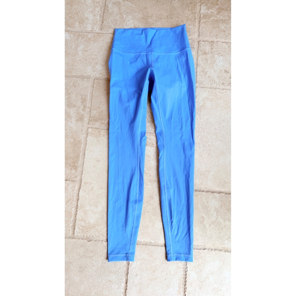 lululemon Women's Size S Blue Solid High-Rise Ankle Leggings Logo
